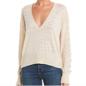 Wildfox Boyd V-Neck Rhinestone Sweater NWT